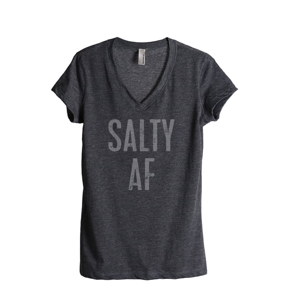 Thread Tank Salty AF Women's Relaxed V-Neck T-Shirt Tee Charcoal 2X-Large