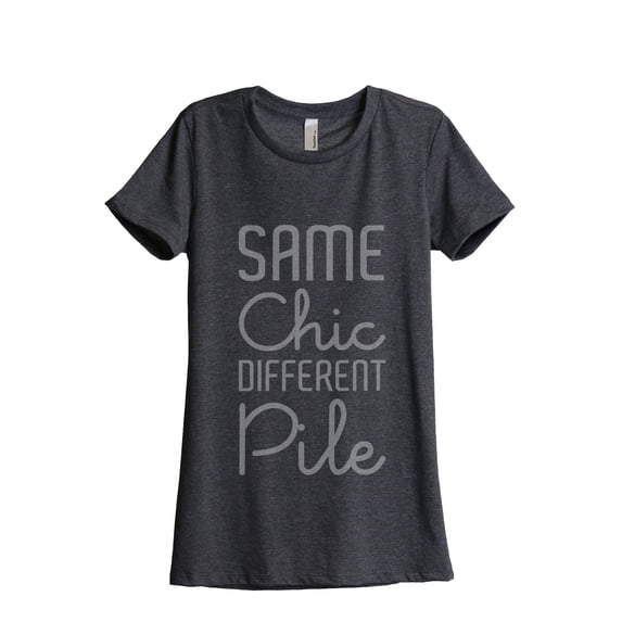 Thread Tank Same Chic Different Pile Women's Relaxed Crewneck T-Shirt Tee Charcoal 2X-Large