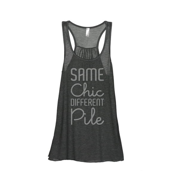 Thread Tank Same Chic Different Pile Women's Sleeveless Flowy Racerback Tank Top Charcoal Small