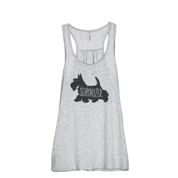 Thread Tank Schnauzer Dog Silhouette Women's Sleeveless Flowy Racerback Tank Top Sport Grey 2X-Large