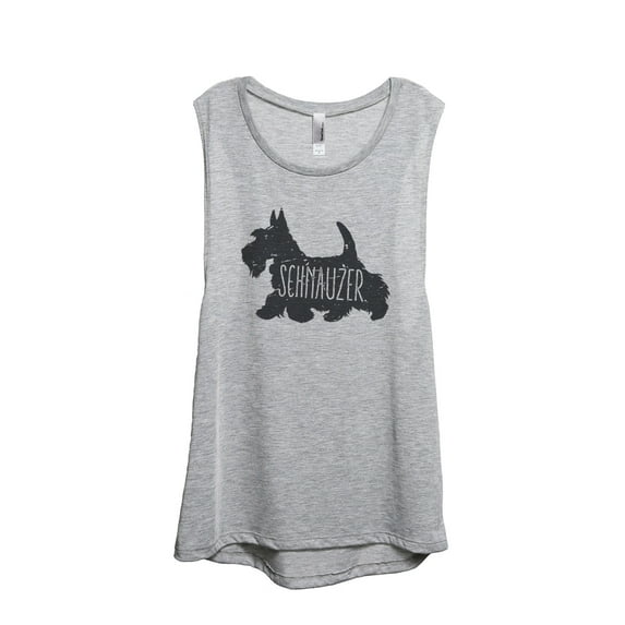Thread Tank Schnauzer Dog Silhouette Women's Sleeveless Muscle Tank Top Sport Grey X-Large