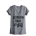 thumbnail image 1 of Thread Tank Screen Time For Life Women's Relaxed V-Neck T-Shirt Tee Heather Grey Small, 1 of 4
