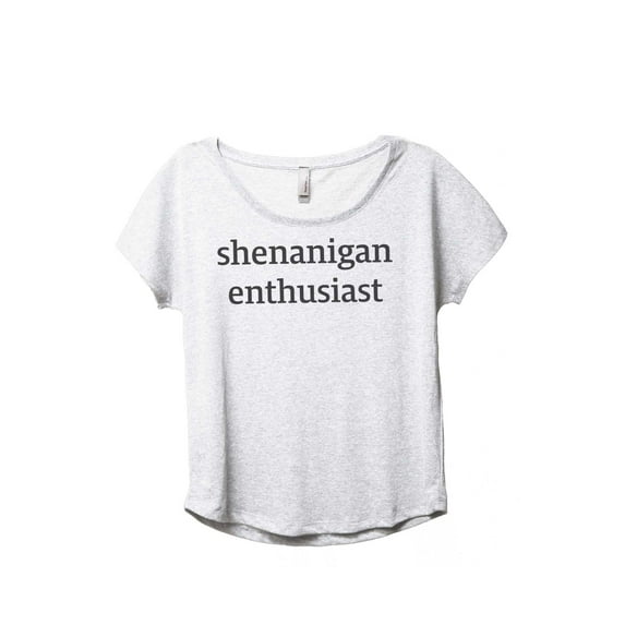 Thread Tank Shenanigan Enthusiast Women's Relaxed Slouchy Dolman T-Shirt Tee Heather White Medium
