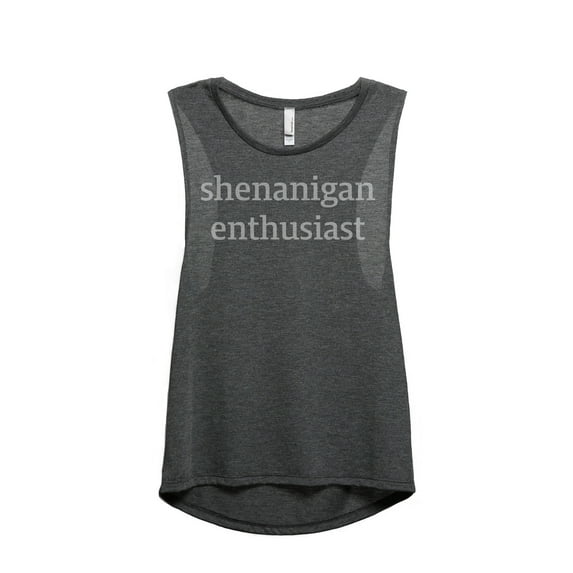 Thread Tank Shenanigan Enthusiast Women's Sleeveless Muscle Tank Top Charcoal X-Large