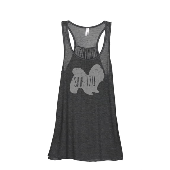 Thread Tank Shih Tzu Dog Silhouette Women's Sleeveless Flowy Racerback Tank Top Charcoal Small