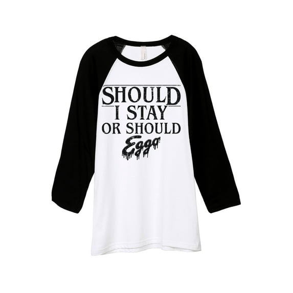 Thread Tank Should I Stay Or Should I Eggo Unisex 3/4 Sleeves Baseball Raglan White Black X-Small