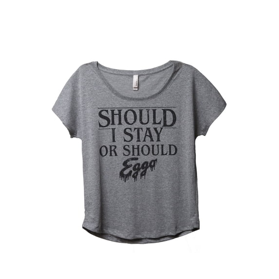 Thread Tank Should I Stay Or Should I Eggo Women's Relaxed Slouchy Dolman T-Shirt Tee Heather Grey 3X-Large