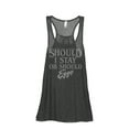 thumbnail image 1 of Thread Tank Should I Stay Or Should I Eggo Women's Sleeveless Flowy Racerback Tank Top Charcoal Small, 1 of 5