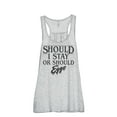 thumbnail image 1 of Thread Tank Should I Stay Or Should I Eggo Women's Sleeveless Flowy Racerback Tank Top Sport Grey Medium, 1 of 5