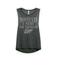 thumbnail image 1 of Thread Tank Should I Stay Or Should I Eggo Women's Sleeveless Muscle Tank Top Charcoal 2X-Large, 1 of 4