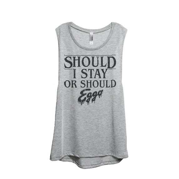Thread Tank Should I Stay Or Should I Eggo Women's Sleeveless Muscle Tank Top Sport Grey Small