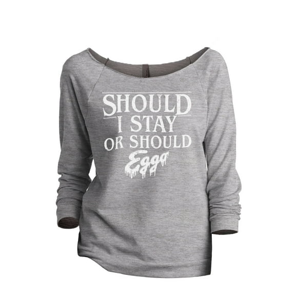 Thread Tank Should I Stay Or Should I Eggo Women's Slouchy 3/4 Sleeves Raglan Sweatshirt Sport Grey Medium