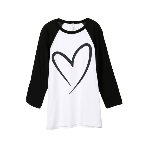 Thread Tank Simply Heart Unisex 3/4 Sleeves Baseball Raglan White Black Small