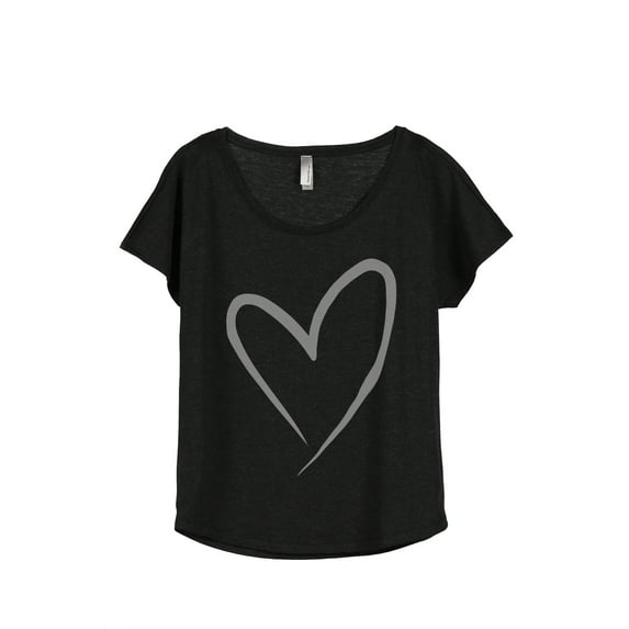 Thread Tank Simply Heart Women's Relaxed Slouchy Dolman T-Shirt Tee Heather Black 2X-Large