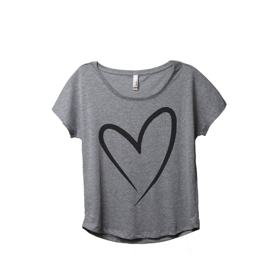 Thread Tank Simply Heart Women's Relaxed Slouchy Dolman T-Shirt Tee Heather Grey X-Large