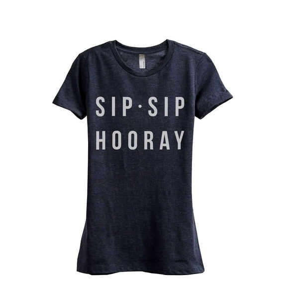 Thread Tank Sip Sip Hooray Women's Fashion Relaxed Crewneck T-Shirt Tee Heather Navy 2X-Large