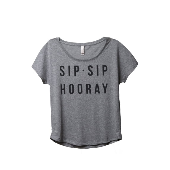 Thread Tank Sip Sip Hooray Women's Fashion Relaxed Slouchy Dolman T-Shirt Tee Heather Grey 2X-Large