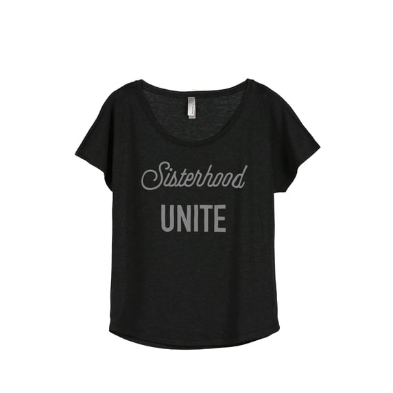 Thread Tank Sisterhood Unite Women's Relaxed Slouchy Dolman T-Shirt Tee Heather Black 3X-Large