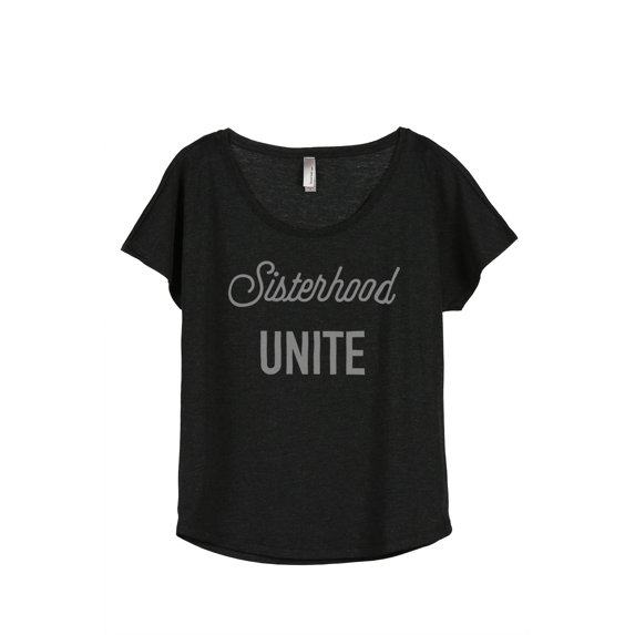 Thread Tank Sisterhood Unite Women's Relaxed Slouchy Dolman T-Shirt Tee Heather Black Medium