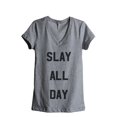 thumbnail image 1 of Thread Tank Slay All Day Women's Relaxed V-Neck T-Shirt Tee Heather Grey 2X-Large, 1 of 4