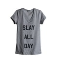 thumbnail image 1 of Thread Tank Slay All Day Women's Relaxed V-Neck T-Shirt Tee Heather Grey Small, 1 of 4