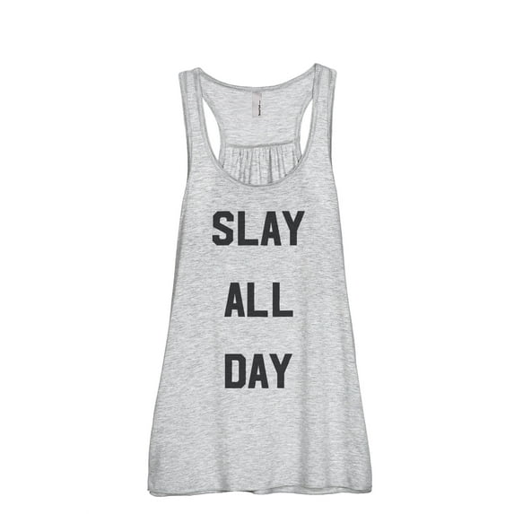 Thread Tank Slay All Day Women's Sleeveless Flowy Racerback Tank Top Sport Grey Medium