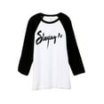 thumbnail image 1 of Thread Tank Slaying It Unisex 3/4 Sleeves Baseball Raglan White Black Small, 1 of 4