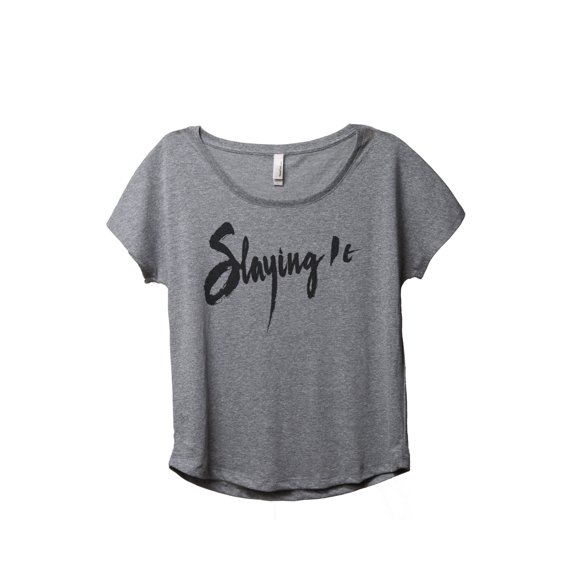 Thread Tank Slaying It Women's Relaxed Slouchy Dolman T-Shirt Tee Heather Grey Small