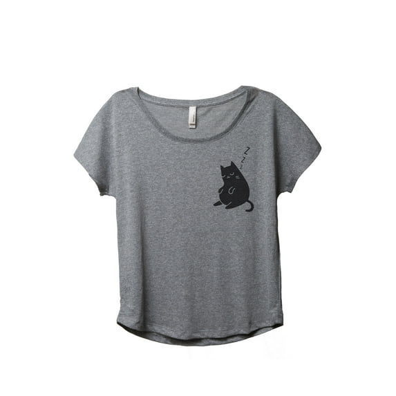 Thread Tank Sleepy Cat Women's Relaxed Slouchy Dolman T-Shirt Tee Heather Grey 2X-Large