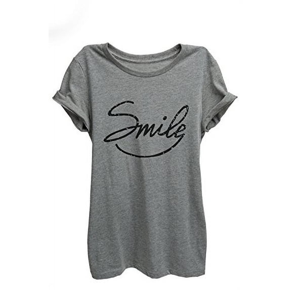 Thread Tank Smile Womens Relaxed T-Shirt Tee Heather Grey 2XL