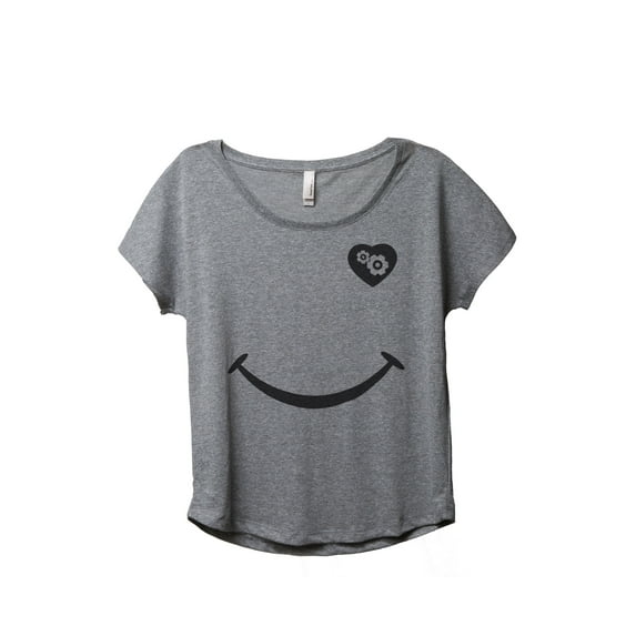 Thread Tank Smiley Gear Heart Women's Relaxed Slouchy Dolman T-Shirt Tee Heather Grey Small