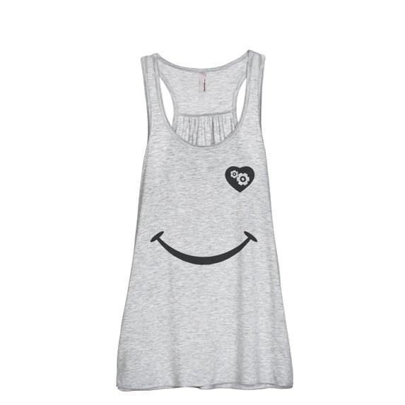 Thread Tank Smiley Gear Heart Women's Sleeveless Flowy Racerback Tank Top Sport Grey Small