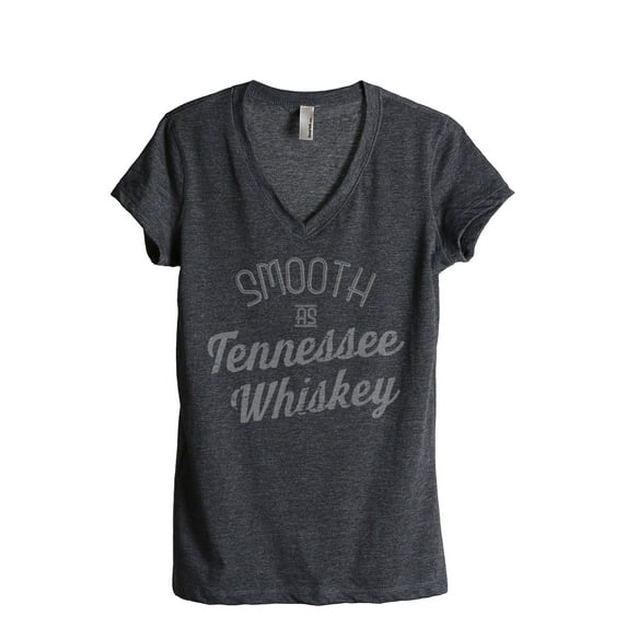 Thread Tank Smooth As Tennessee Whiskey Women's Fashion Relaxed V-Neck T-Shirt Tee Charcoal Small