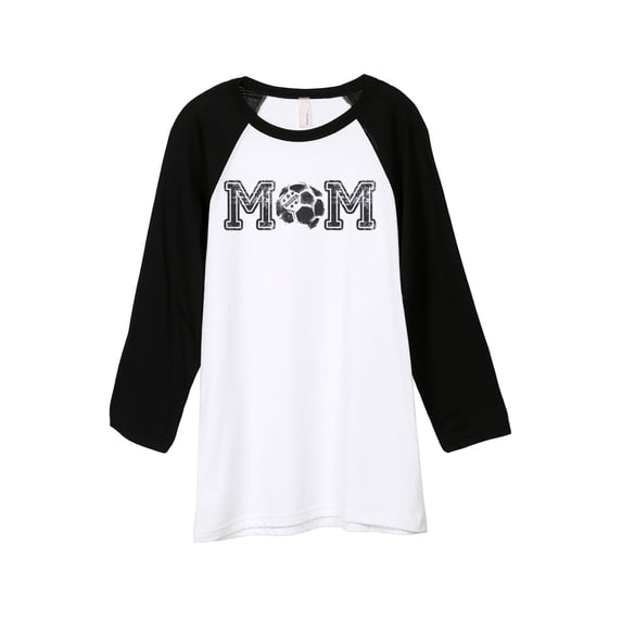Thread Tank Soccer Mom Unisex 3/4 Sleeves Baseball Raglan White Black Small