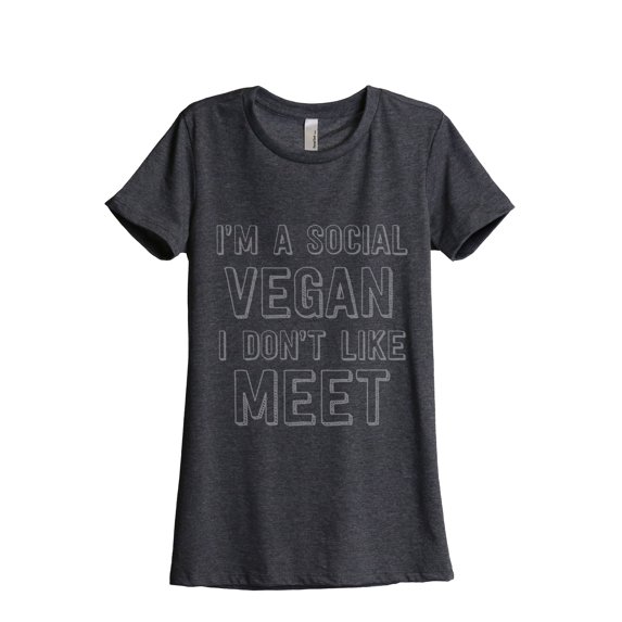 Thread Tank Social Vegan Women's Relaxed Crewneck T-Shirt Tee Charcoal Large