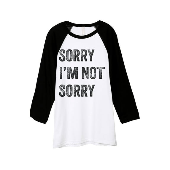 Thread Tank Sorry Im Not Sorry Unisex 3/4 Sleeves Baseball Raglan White Black Small