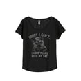 thumbnail image 1 of Thread Tank Sorry Plans With My Cat Women's Relaxed Slouchy Dolman T-Shirt Tee Heather Black X-Large, 1 of 4
