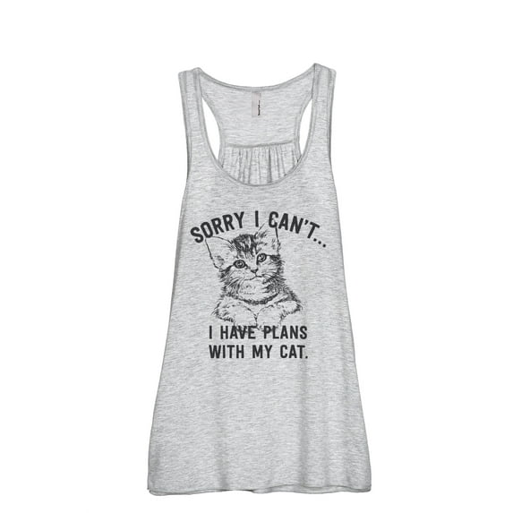 Thread Tank Sorry Plans With My Cat Women's Sleeveless Flowy Racerback Tank Top Sport Grey X-Large