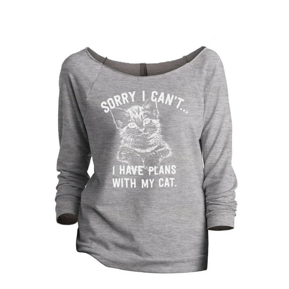 Thread Tank Sorry Plans With My Cat Women's Slouchy 3/4 Sleeves Raglan Sweatshirt Sport Grey Small