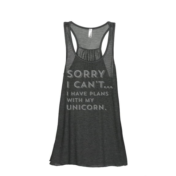 Thread Tank Sorry Plans With My Unicorn Women's Sleeveless Flowy Racerback Tank Top Charcoal Large