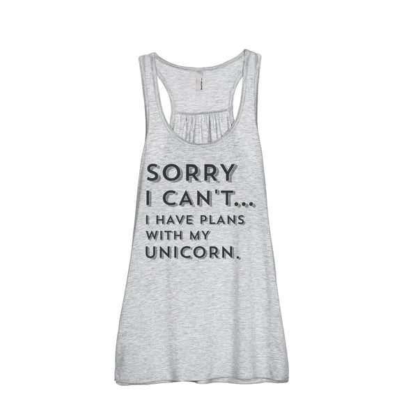 Thread Tank Sorry Plans With My Unicorn Women's Sleeveless Flowy Racerback Tank Top Sport Grey Medium