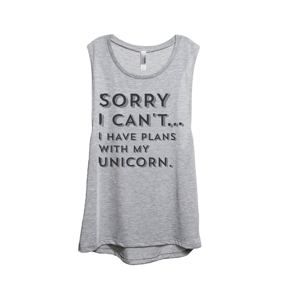 Thread Tank Sorry Plans With My Unicorn Women's Sleeveless Muscle Tank Top Sport Grey Small