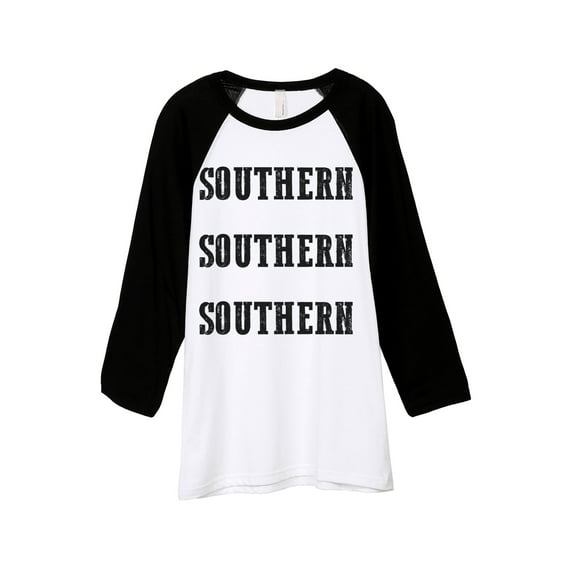 Thread Tank Southern Southern Unisex 3/4 Sleeves Baseball Raglan White Black Small