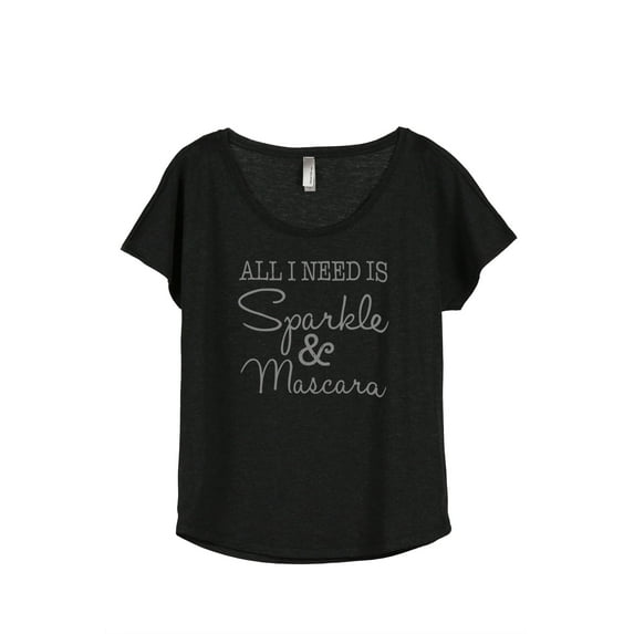Thread Tank Sparkle and Mascara Women's Relaxed Slouchy Dolman T-Shirt Tee Heather Black 2X-Large