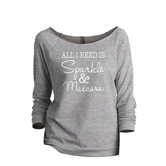 Thread Tank Sparkle and Mascara Women's Slouchy 3/4 Sleeves Raglan Sweatshirt Sport Grey Medium