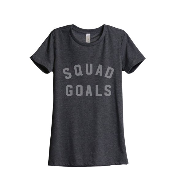 Thread Tank Squad Goals Women's Relaxed Crewneck T-Shirt Tee Charcoal Large
