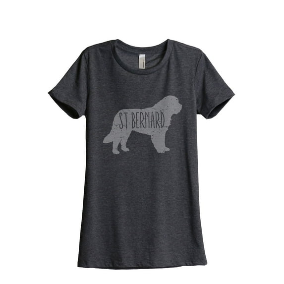 Thread Tank St Bernard Dog Silhouette Women's Relaxed Crewneck T-Shirt Tee Charcoal X-Large