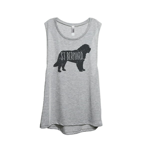 Thread Tank St Bernard Dog Silhouette Women's Sleeveless Muscle Tank Top Sport Grey Small