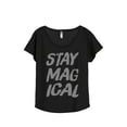 thumbnail image 1 of Thread Tank Stay Magical Women's Relaxed Slouchy Dolman T-Shirt Tee Heather Black Large, 1 of 4