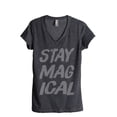 thumbnail image 1 of Thread Tank Stay Magical Women's Relaxed V-Neck T-Shirt Tee Charcoal Medium, 1 of 4